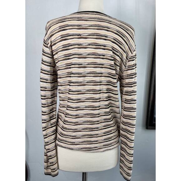 Y2K Cardigan Womens Small Brown Striped Long Sleeve Button Up Knit Sweater Vntg - Picture 6 of 8